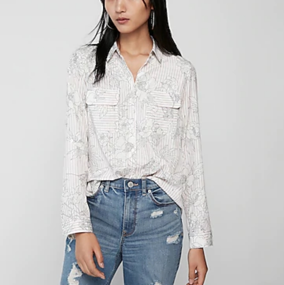 Closet Closing! Express Floral Strip City Shirt